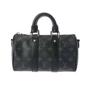 Louis Vuitton Monogram Eclipse Black Keepall Bandouliere Canvas Boston Bag